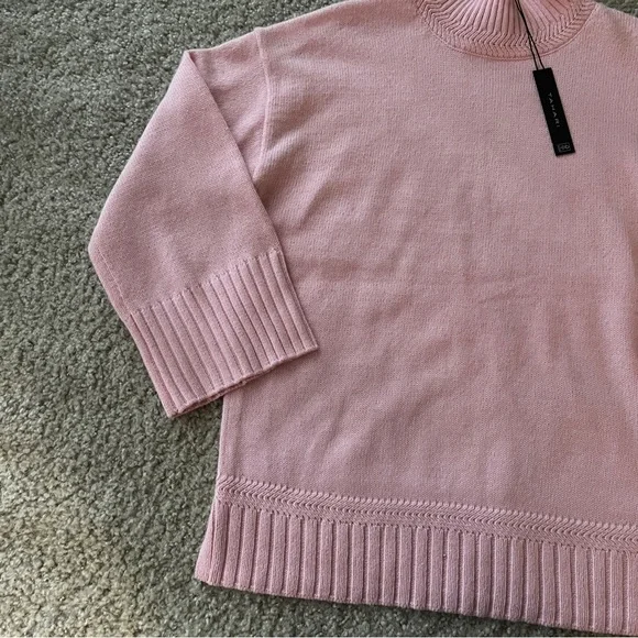 TAHARI Women’s Baby Pink Wool Blend Knit Tunic Sweater Size M Boho Oversized NWT - Picture 4 of 10